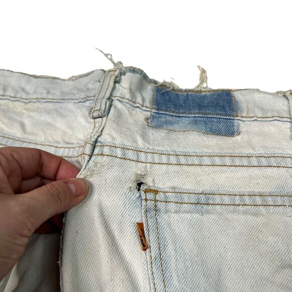 Levi’s VTG 90s 560 Loose Fit Baggy Jean Shorts Jort Orange Tab FLAW Acid Wash 36 - Picture 5 of 10